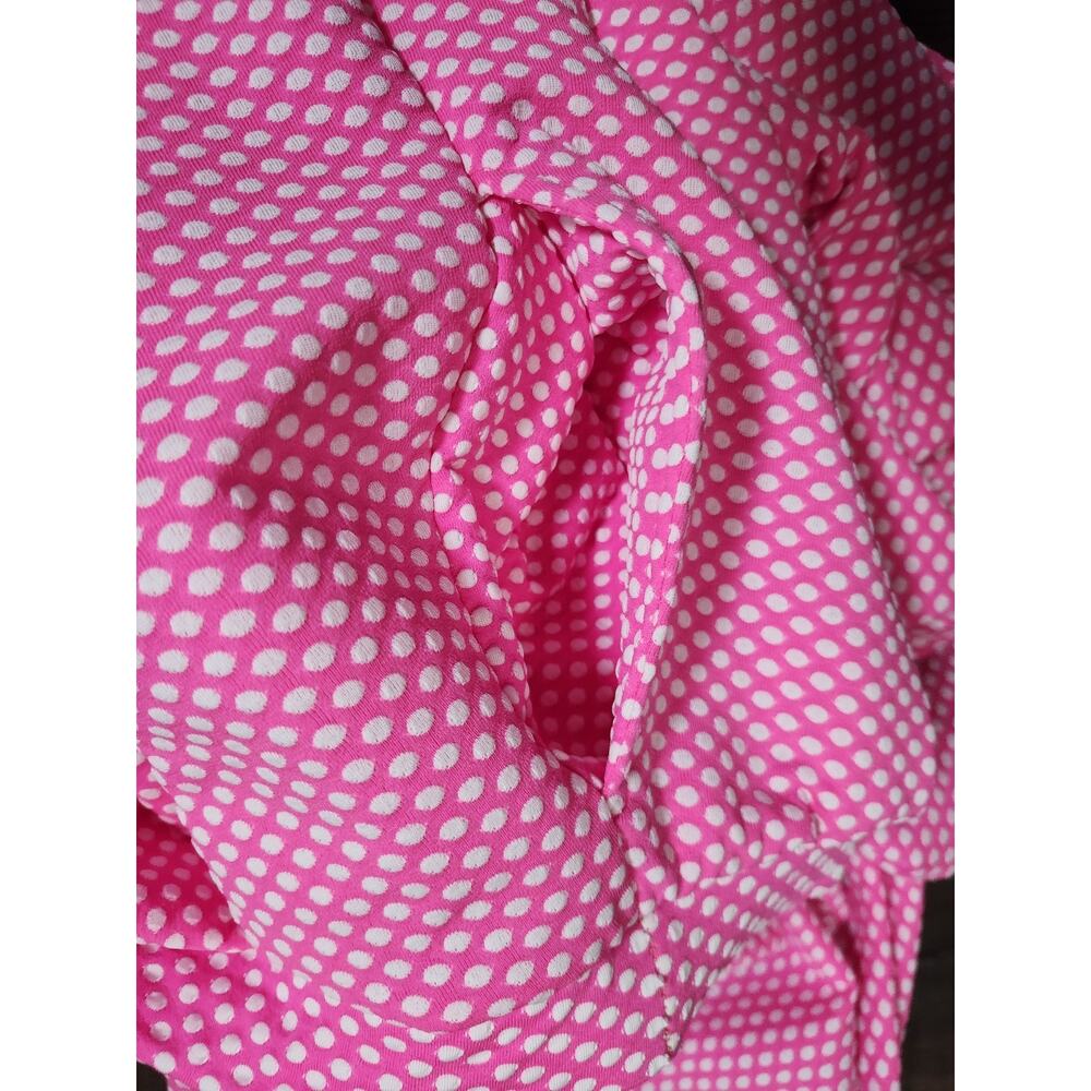 LuLaRoe Midi Skirt Size XL Pink & White Polka Dot Pockets Pleated Stretch - Picture 3 of 7